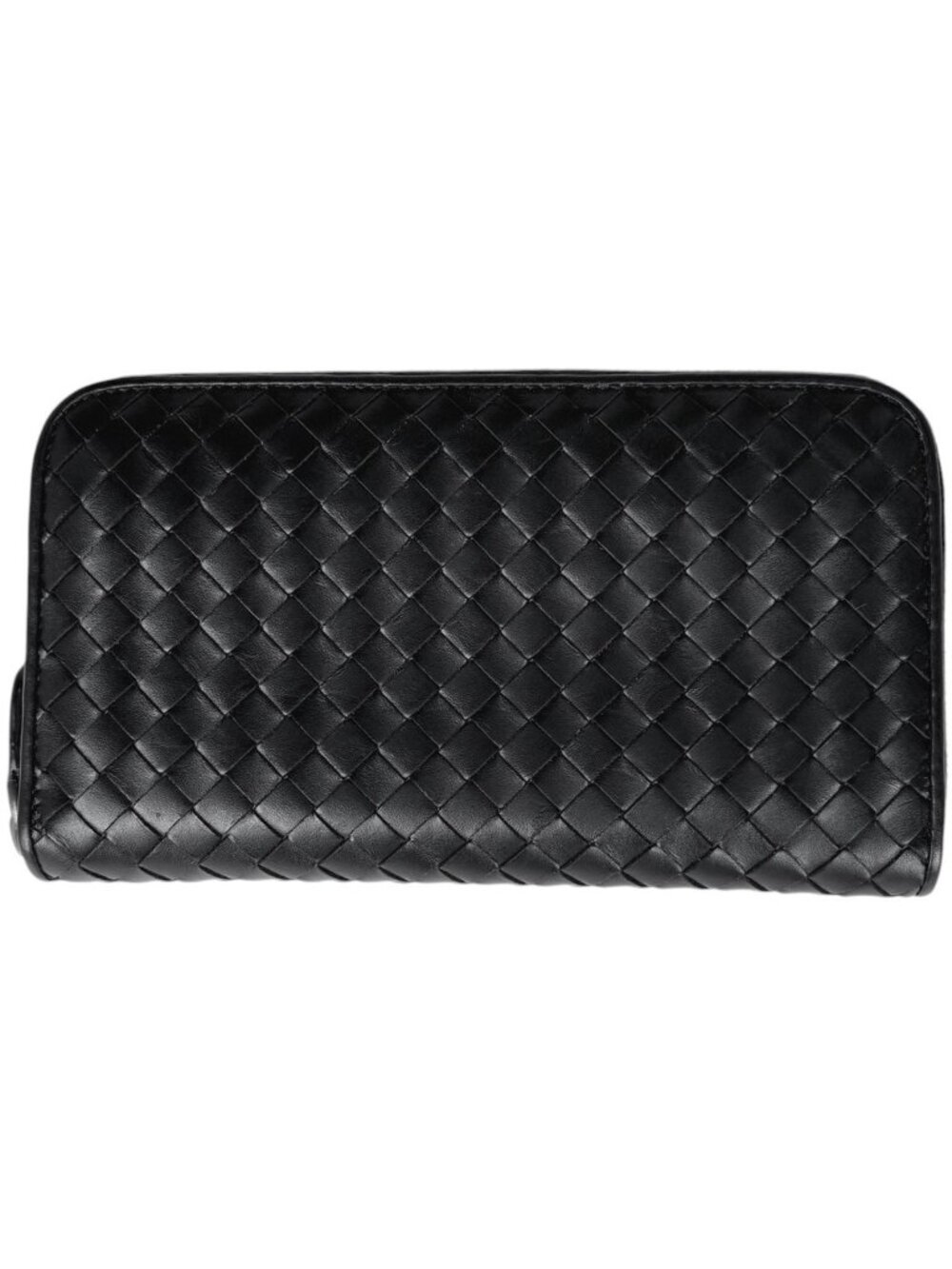 Bottega Veneta Wallet Intrecciato Zip Around Leather Black